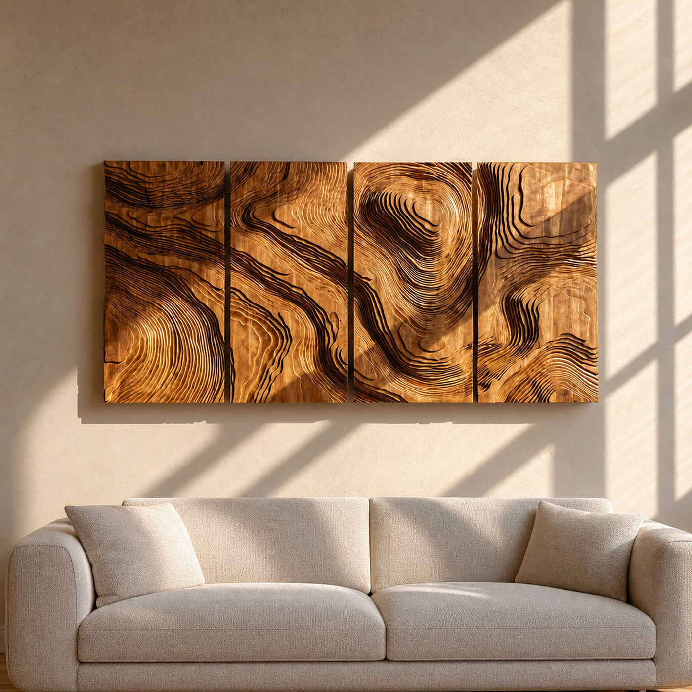 Contemporary Spiral Wood Wall Art For Luxury Living Room Decor