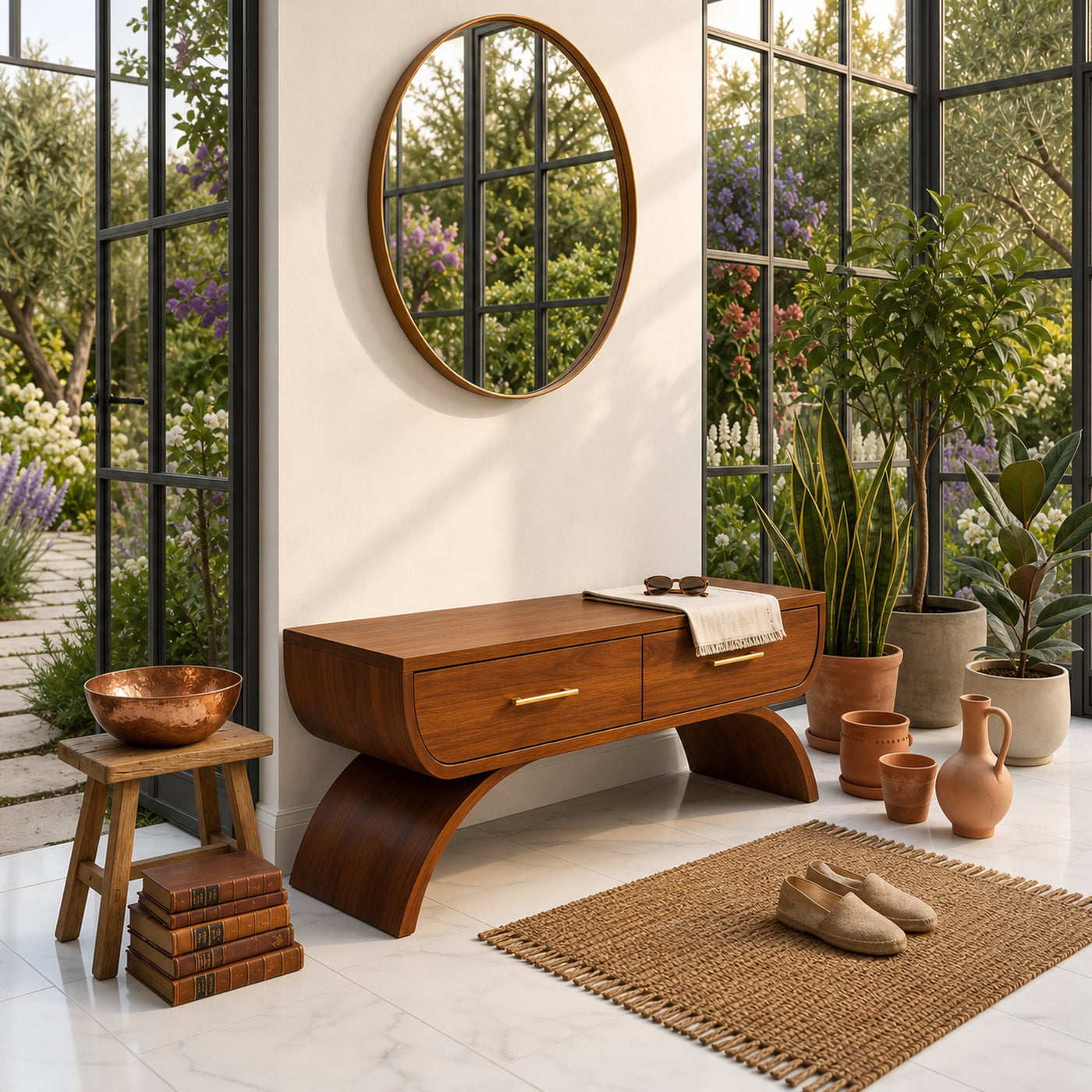Contemporary Storage Bench With Drawer For Mudroom Interior Area - product view 6