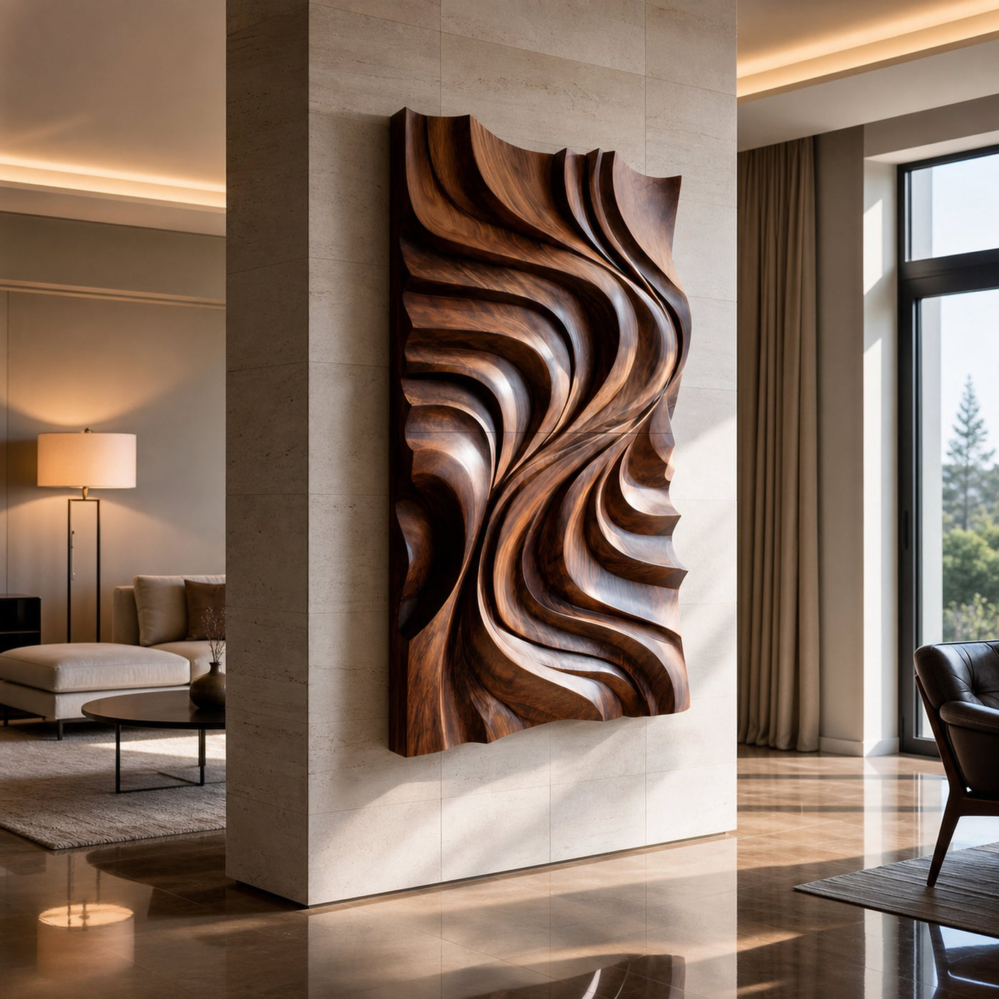 Contemporary Wall Art Piece Large Carved For Home Decor