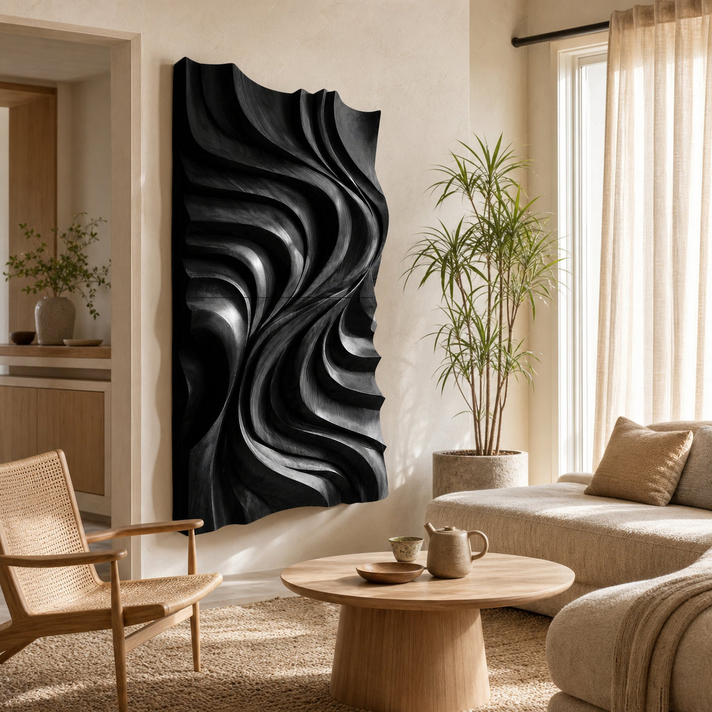 Contemporary Wall Art Piece Large Carved For Home Decor - product view 4