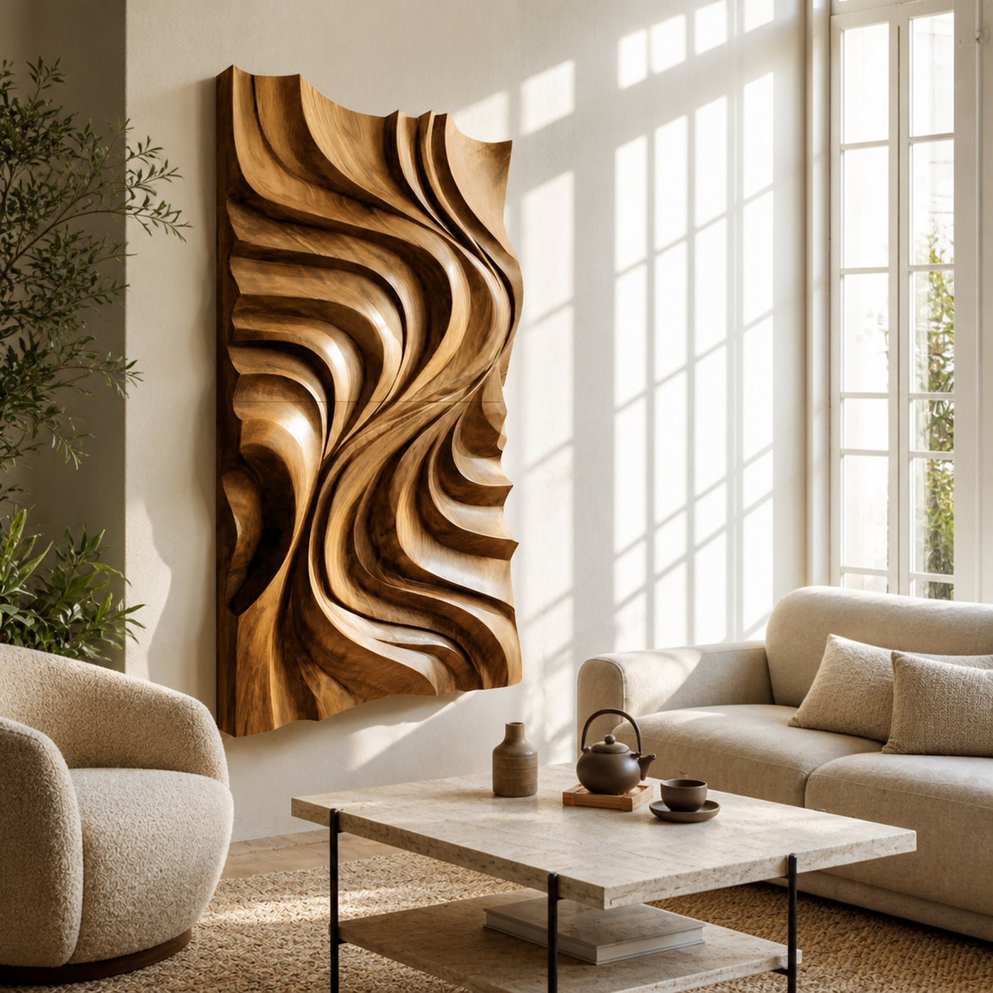 Contemporary Wall Art Piece Large Carved For Home Decor - product view 5