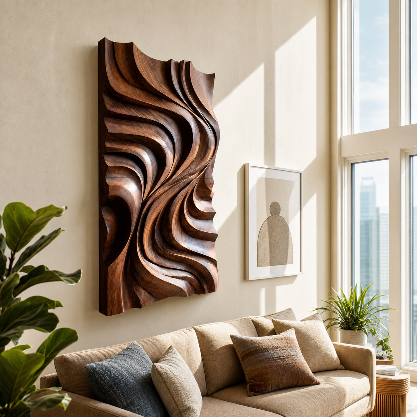 Contemporary Wall Art Piece Large Carved For Home Decor - product view 6