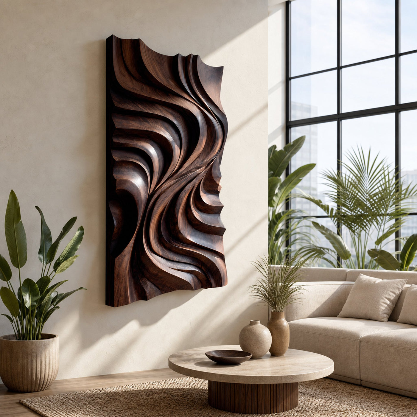 Contemporary Wall Art Piece Large Carved For Home Decor - product view 7