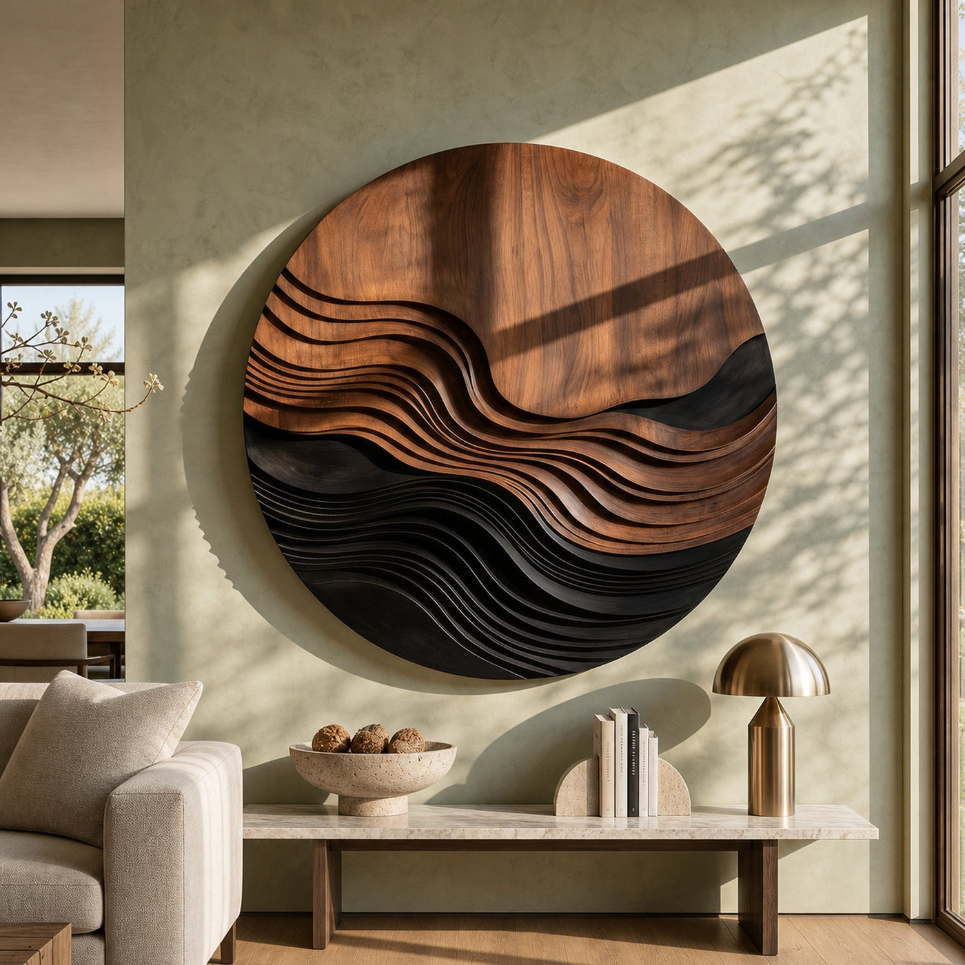Contemporary Wave Pattern Wall Art For Entryway