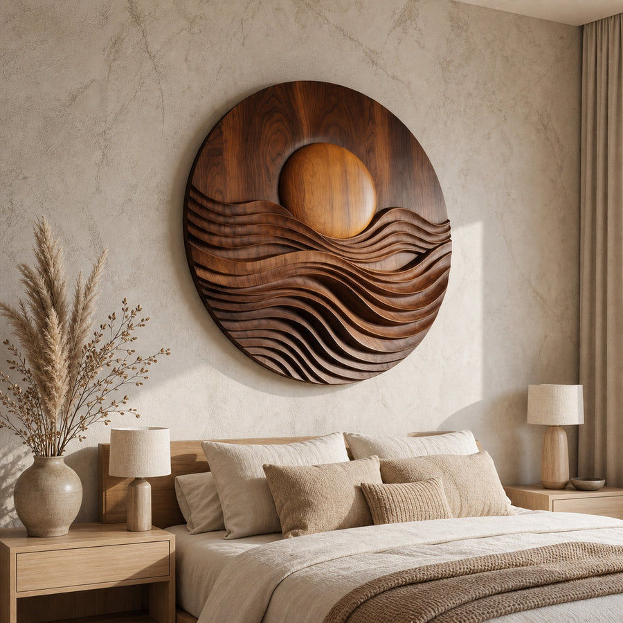 Contemporary Wave Relief Wall Art For Bedroom