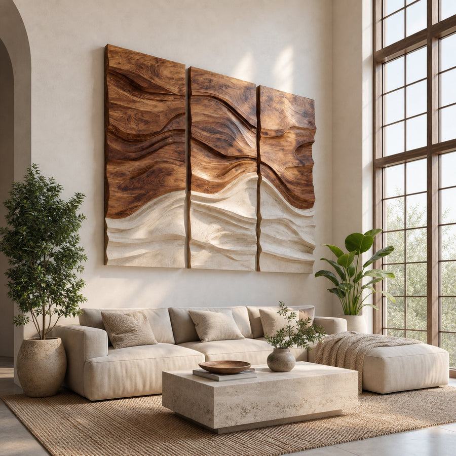 Contemporary Wave Triptych Wall Art For Home Areas