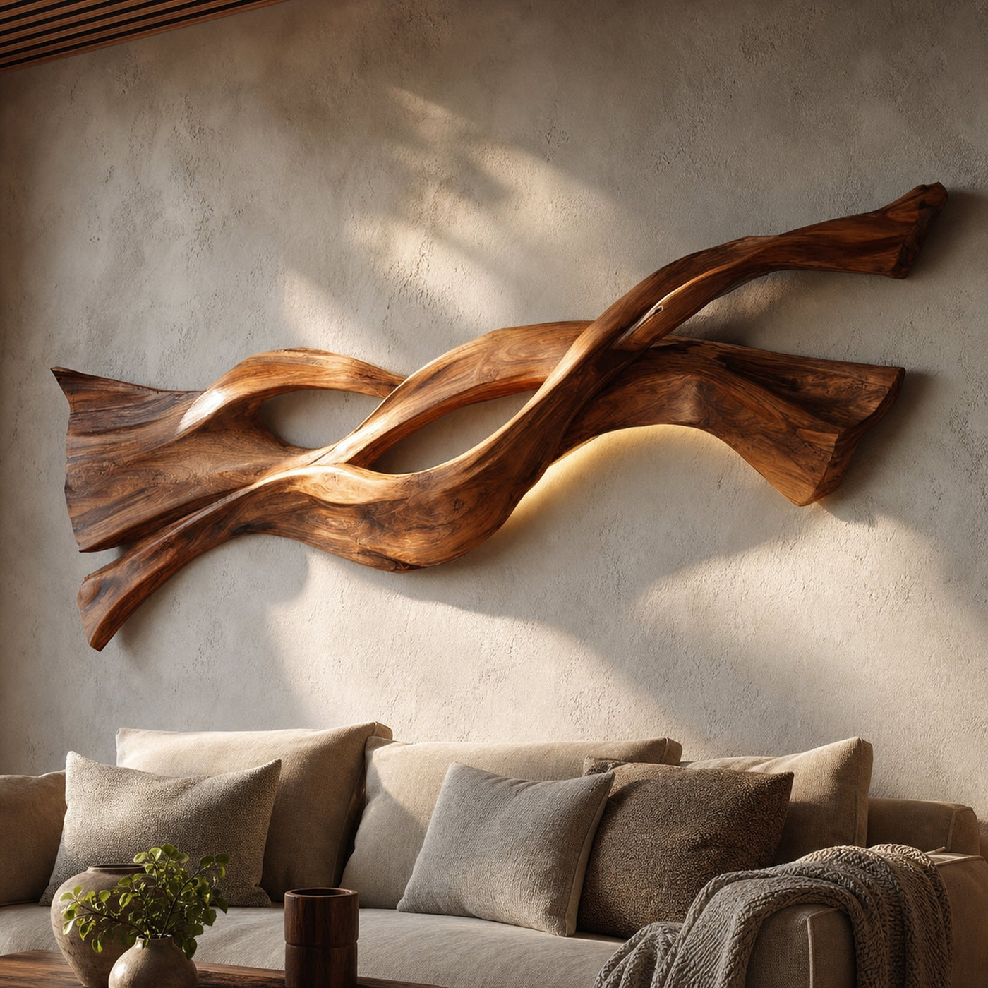 Contemporary Wood Wall Art Flowing Design For Living Room - product view 6