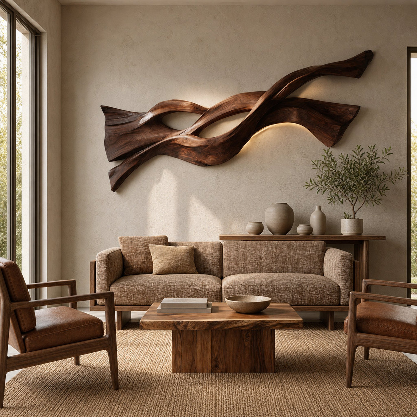 Contemporary Wood Wall Art Flowing Design For Living Room - product view 7