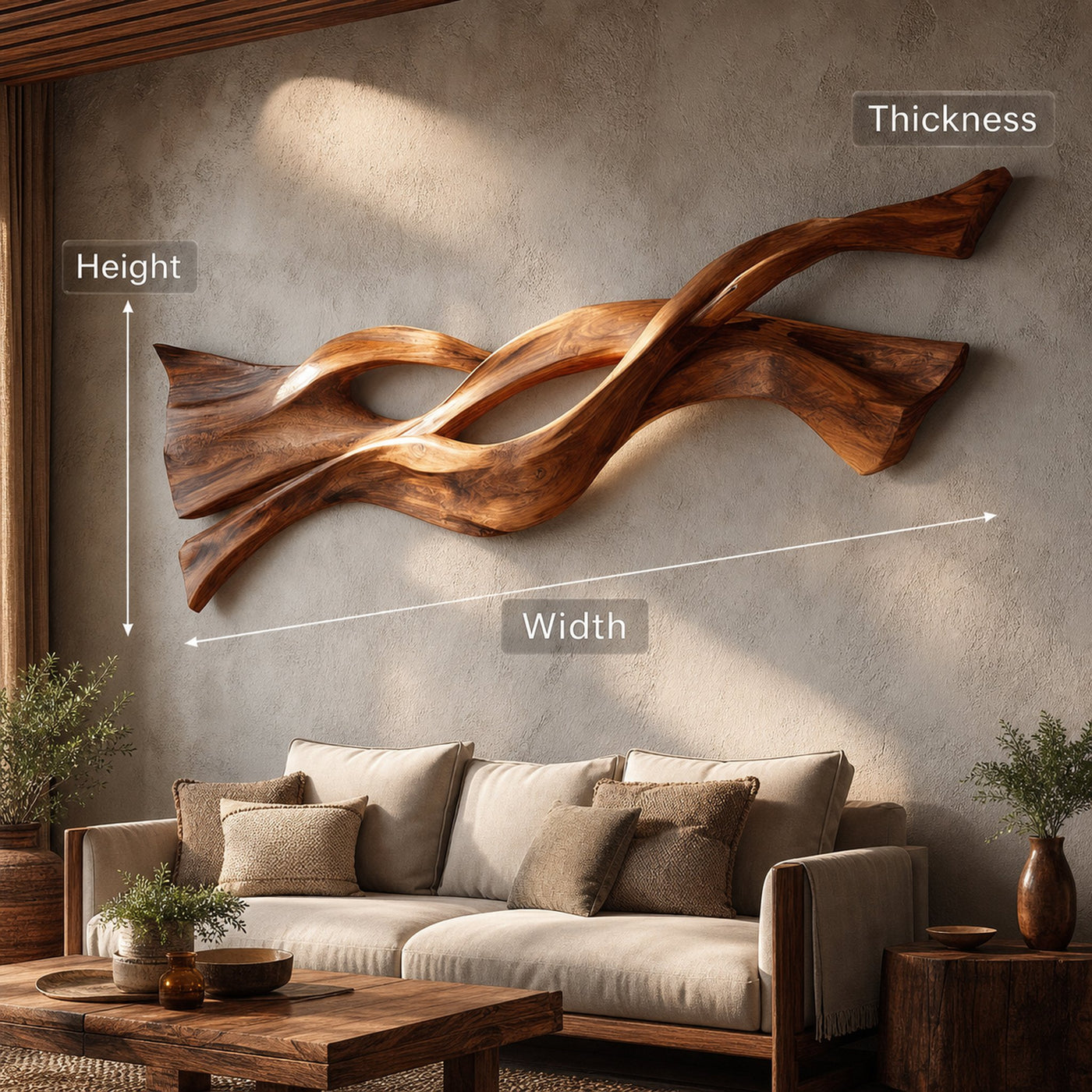 Contemporary Wood Wall Art Flowing Design For Living Room - product view 8