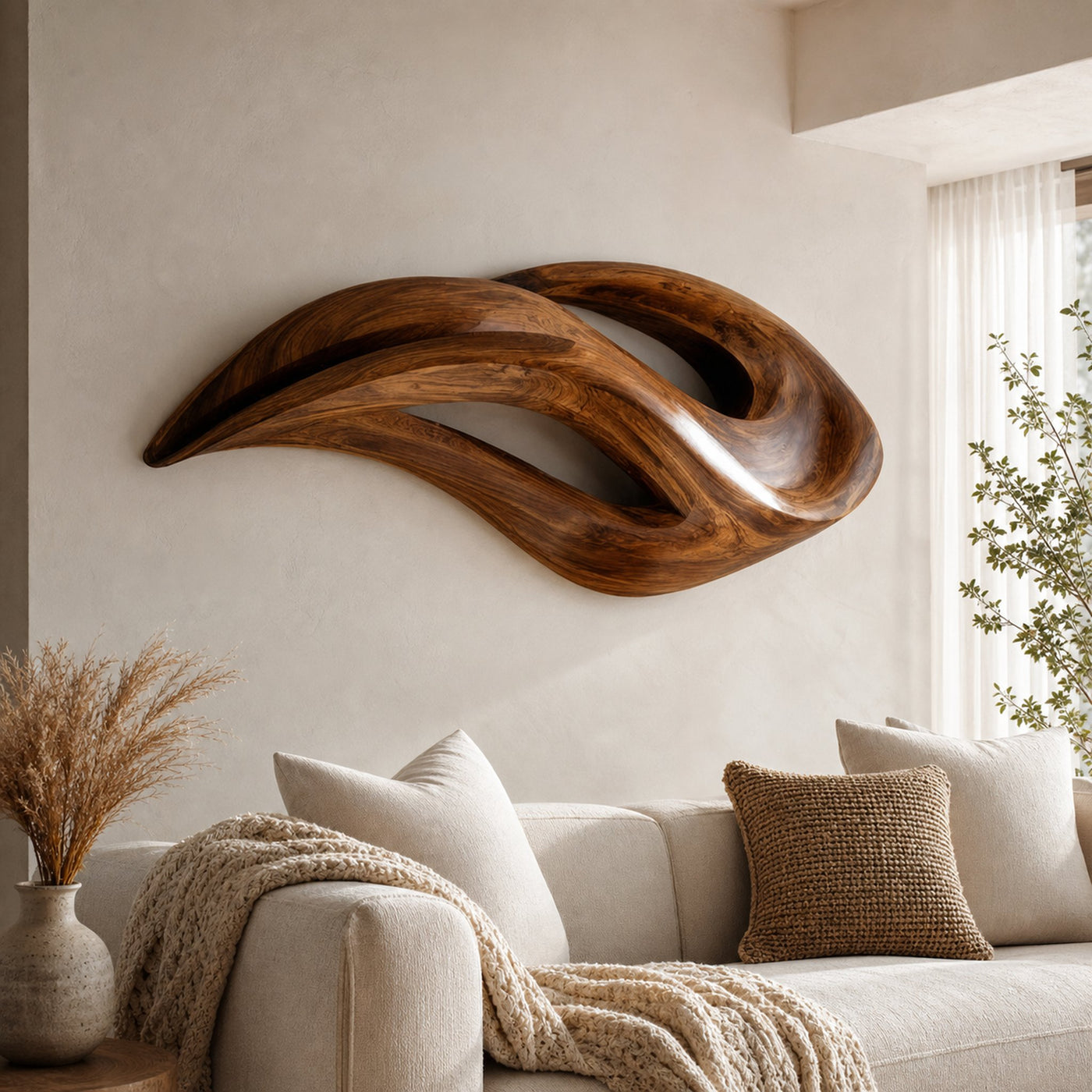 Contemporary Wood Wall Art With Unique Carved For Living Room - product view 6