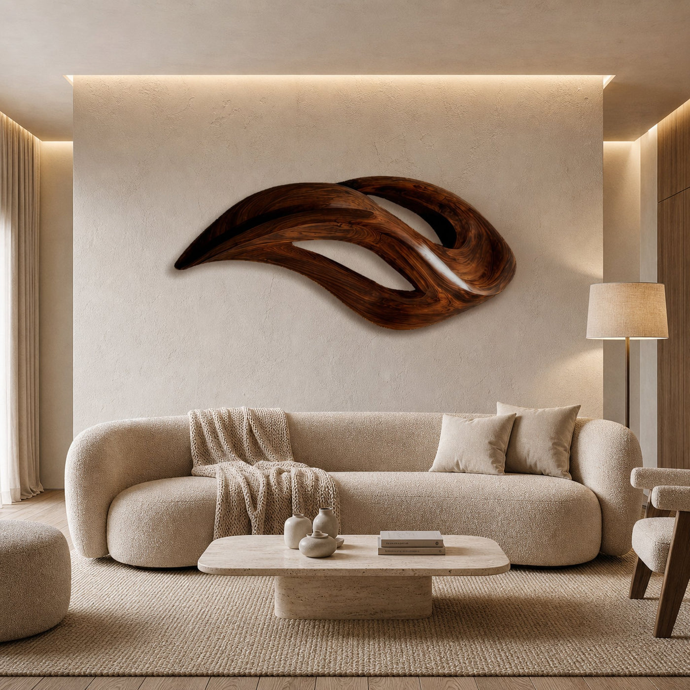 Contemporary Wood Wall Art With Unique Carved For Living Room - product view 7