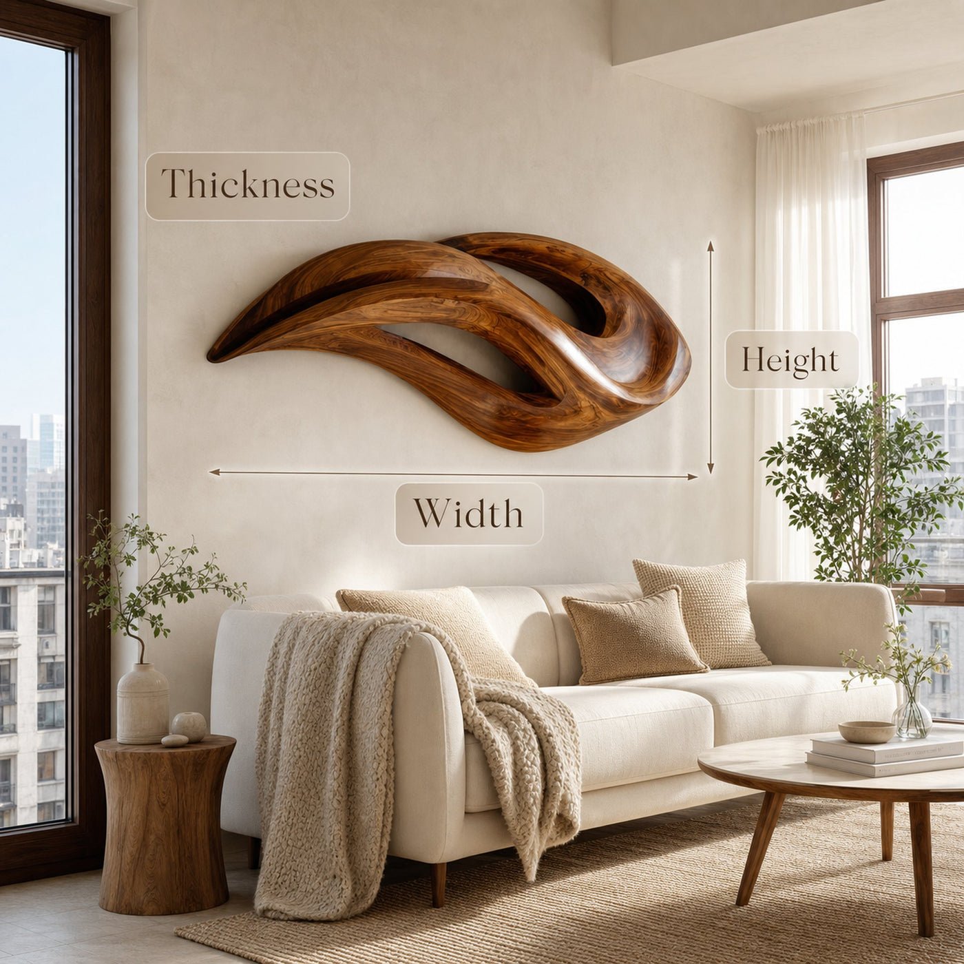Contemporary Wood Wall Art With Unique Carved For Living Room - product view 8