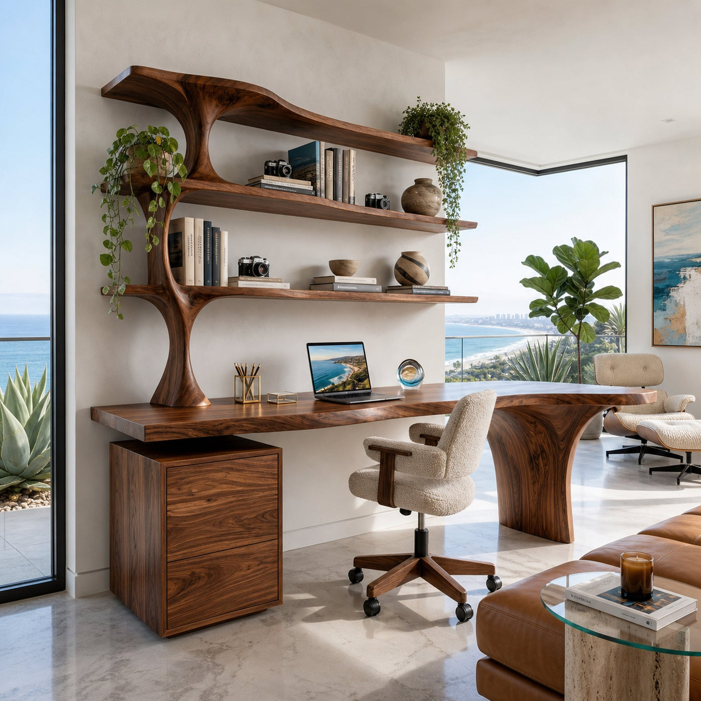 Contemporary Wooden Office Desk With Integrated Drawers For Workspace - product view 6