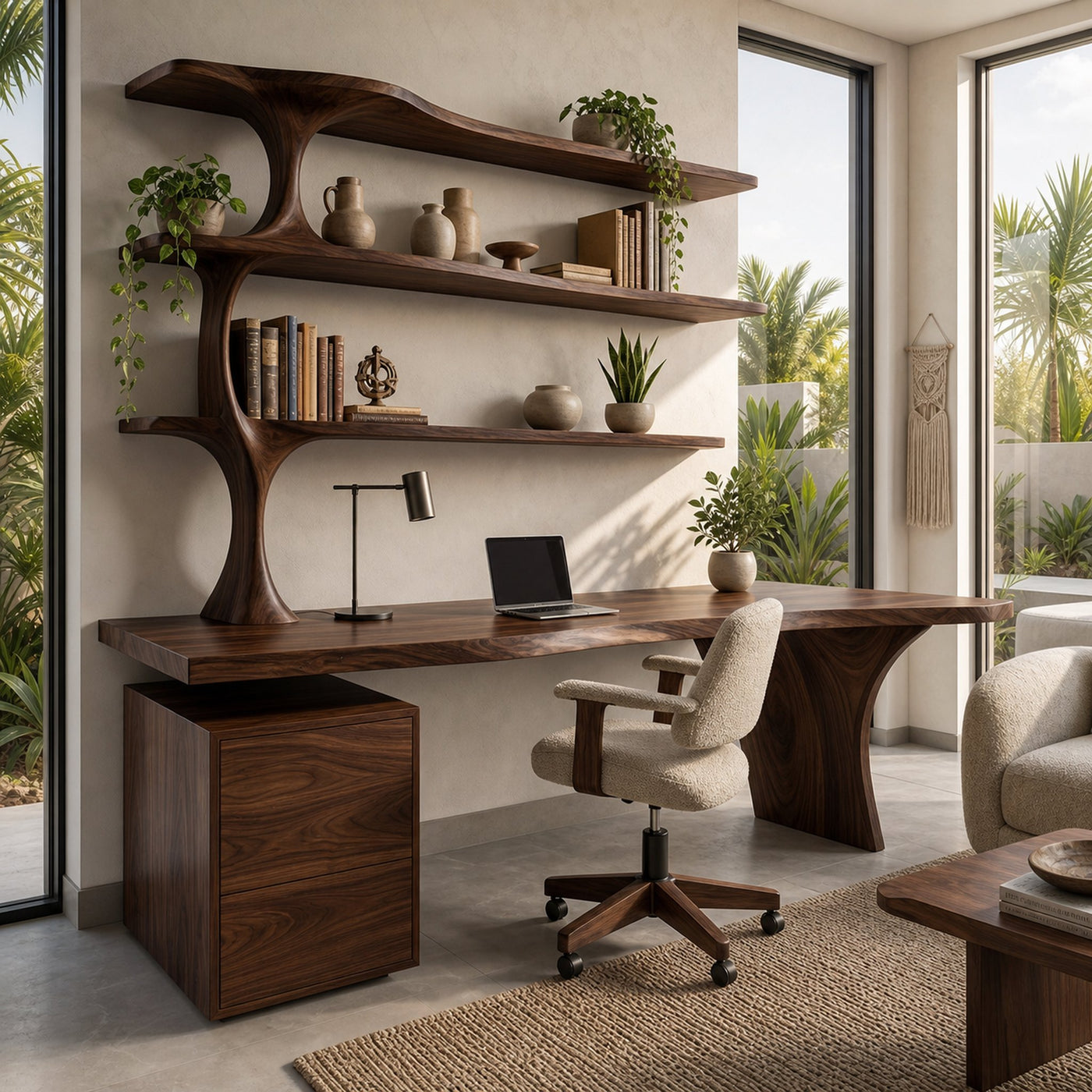 Contemporary Wooden Office Desk With Integrated Drawers For Workspace - product view 7
