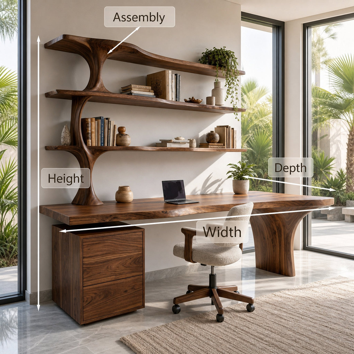 Contemporary Wooden Office Desk With Integrated Drawers For Workspace - product view 8