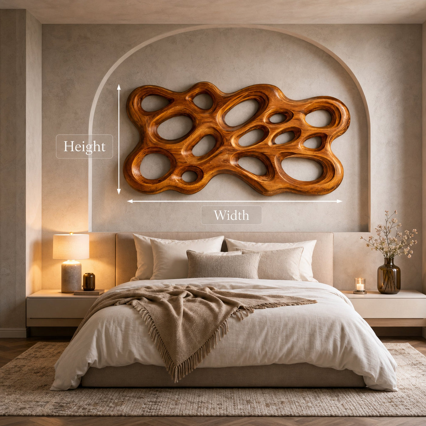 Contemporary Wooden Wall Art With Cutout Sculpture For Bedroom - product view 8