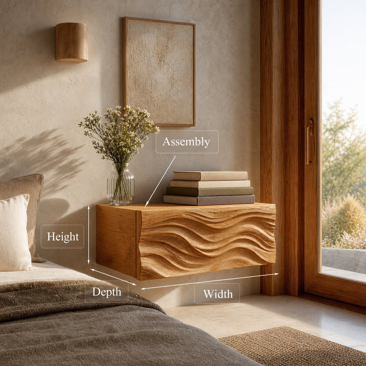 Contemporary Wooden Wall Mounted Nightstand For Bedroom Storage - product view 8
