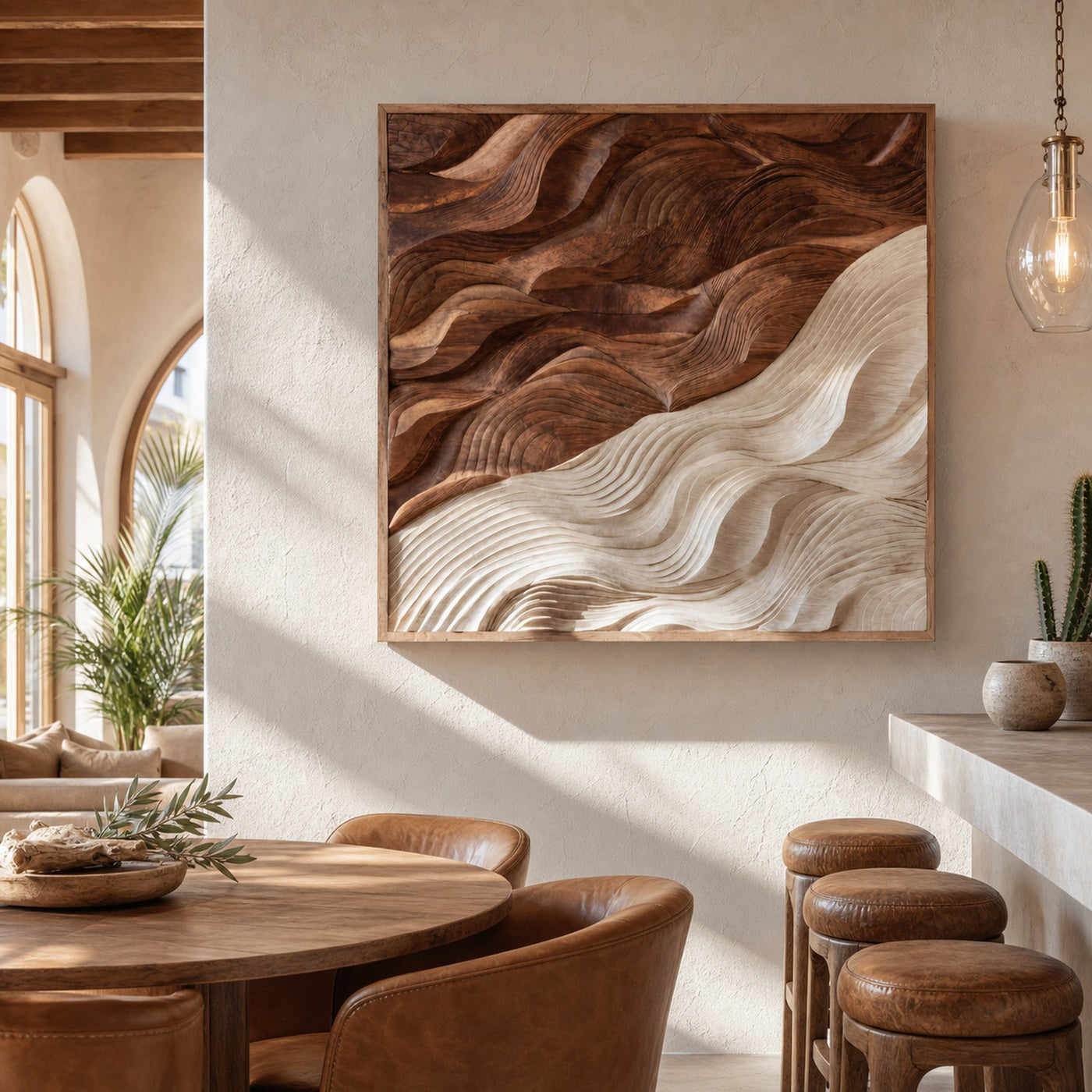 Contemporary Wooden Wave Wall Art For Living Spaces