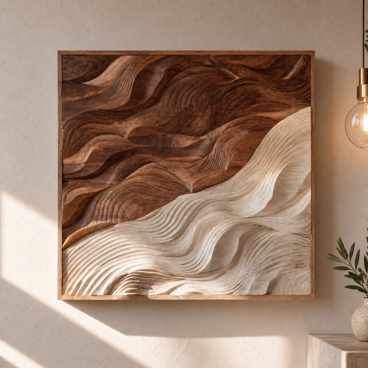 Contemporary Wooden Wave Wall Art For Living Spaces - product view 6