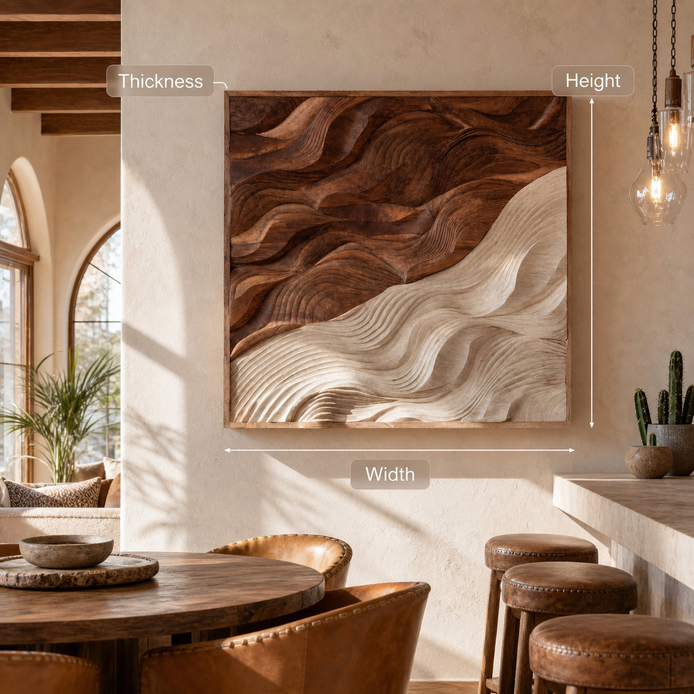 Contemporary Wooden Wave Wall Art For Living Spaces - product view 7