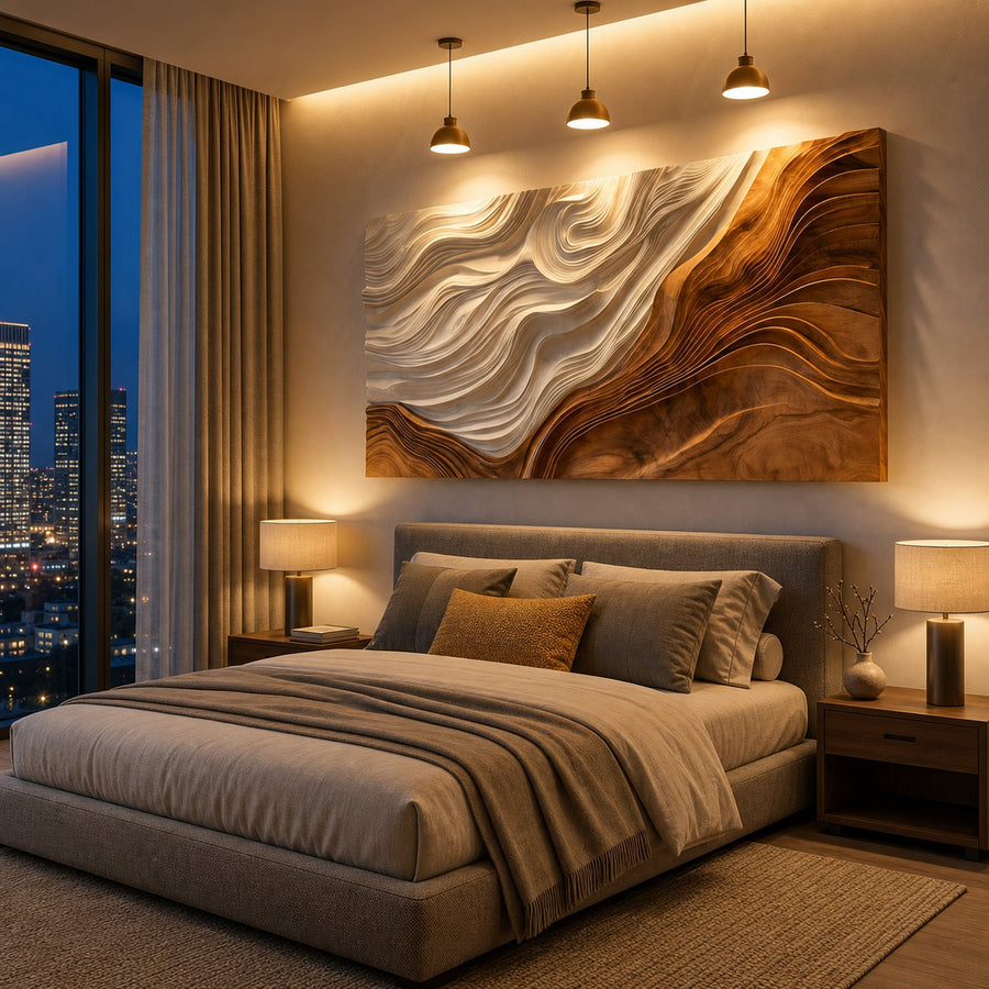Contemporary Wooden Wave Wall Art For Wall Decor