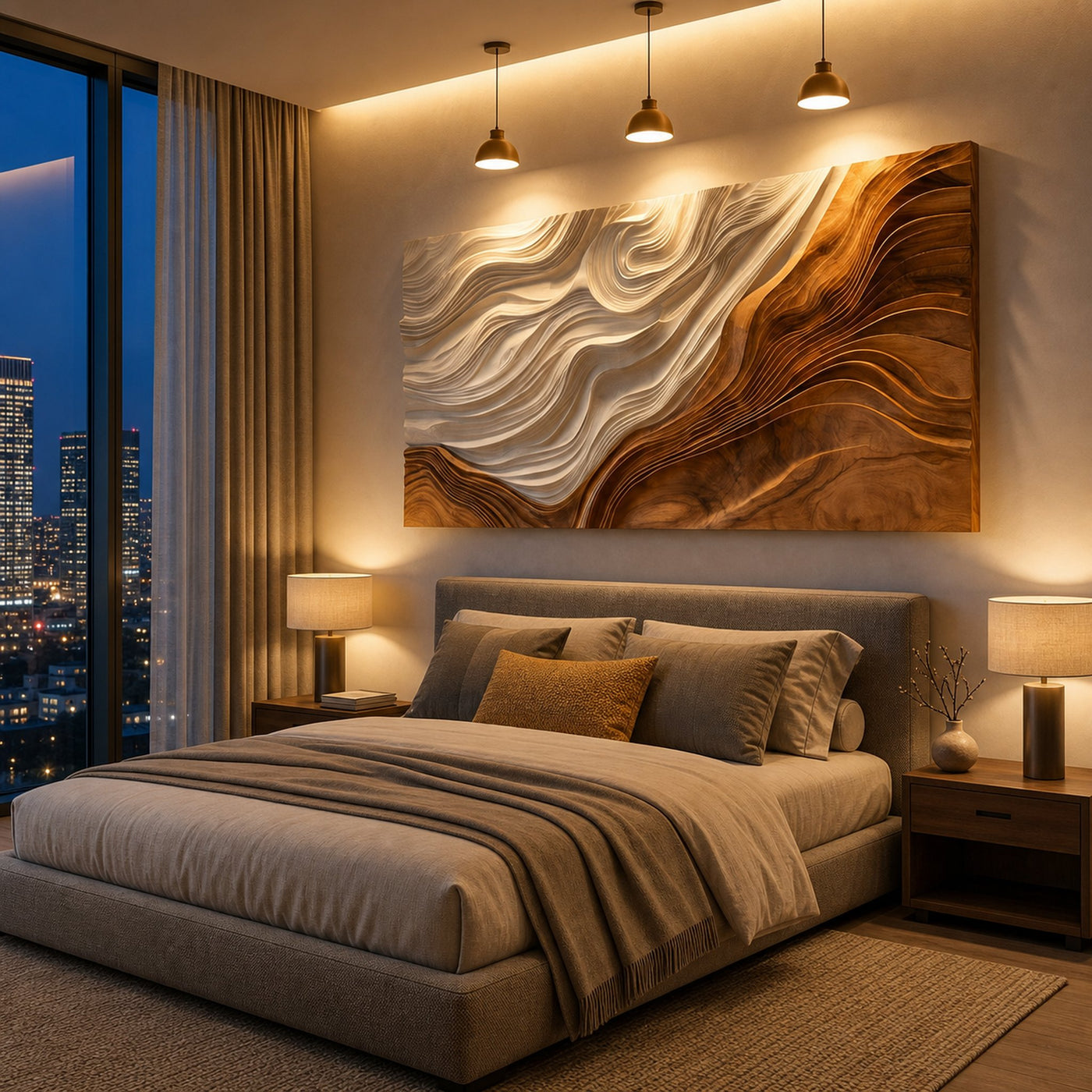Contemporary Wooden Wave Wall Art For Wall Decor