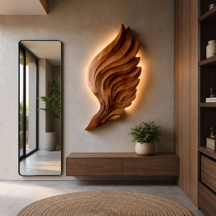 Contemporary Wooden Wing Wall Art For Modern Wall Decor