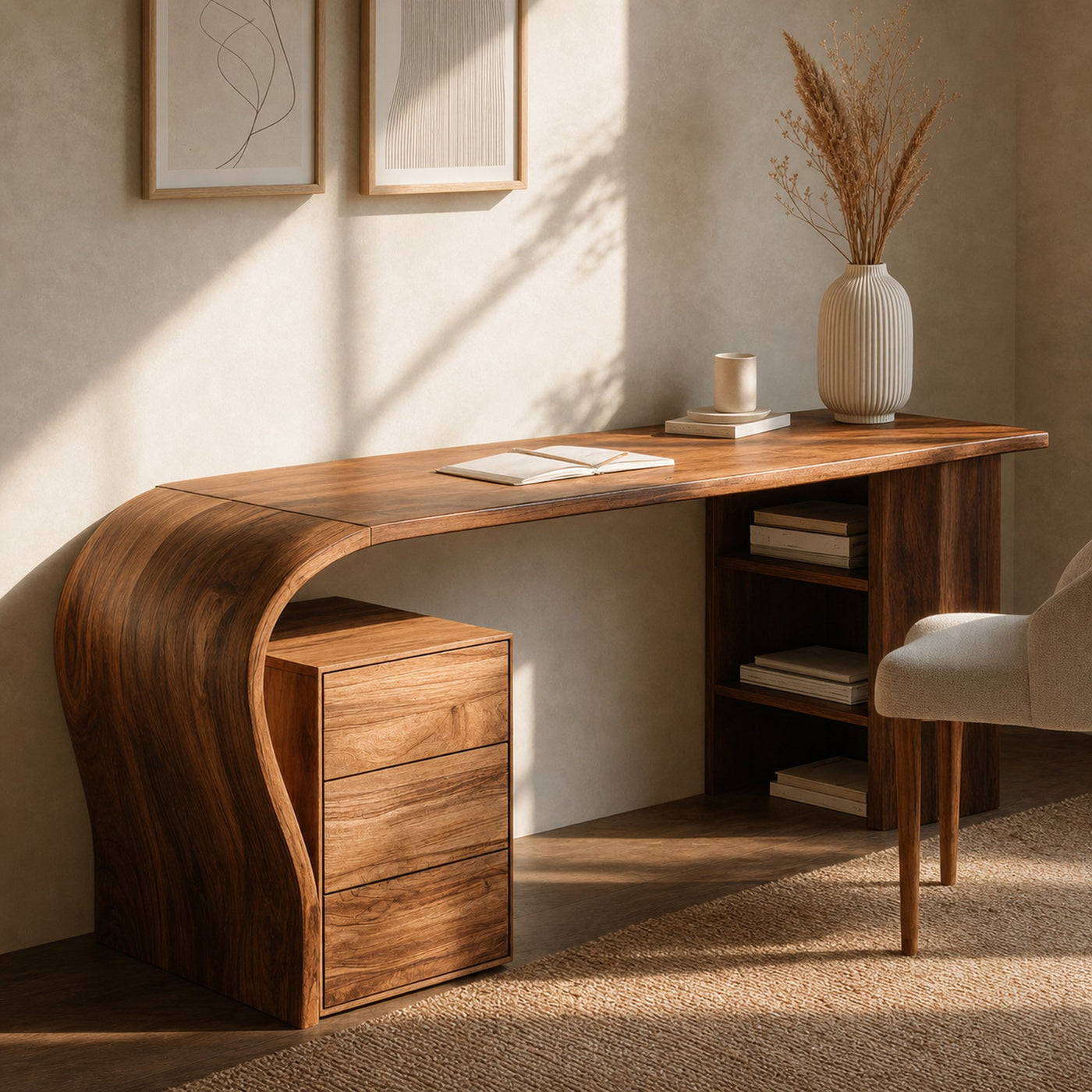 Contemporary Writing Desk With Open Shelf For Home Office - product view 6