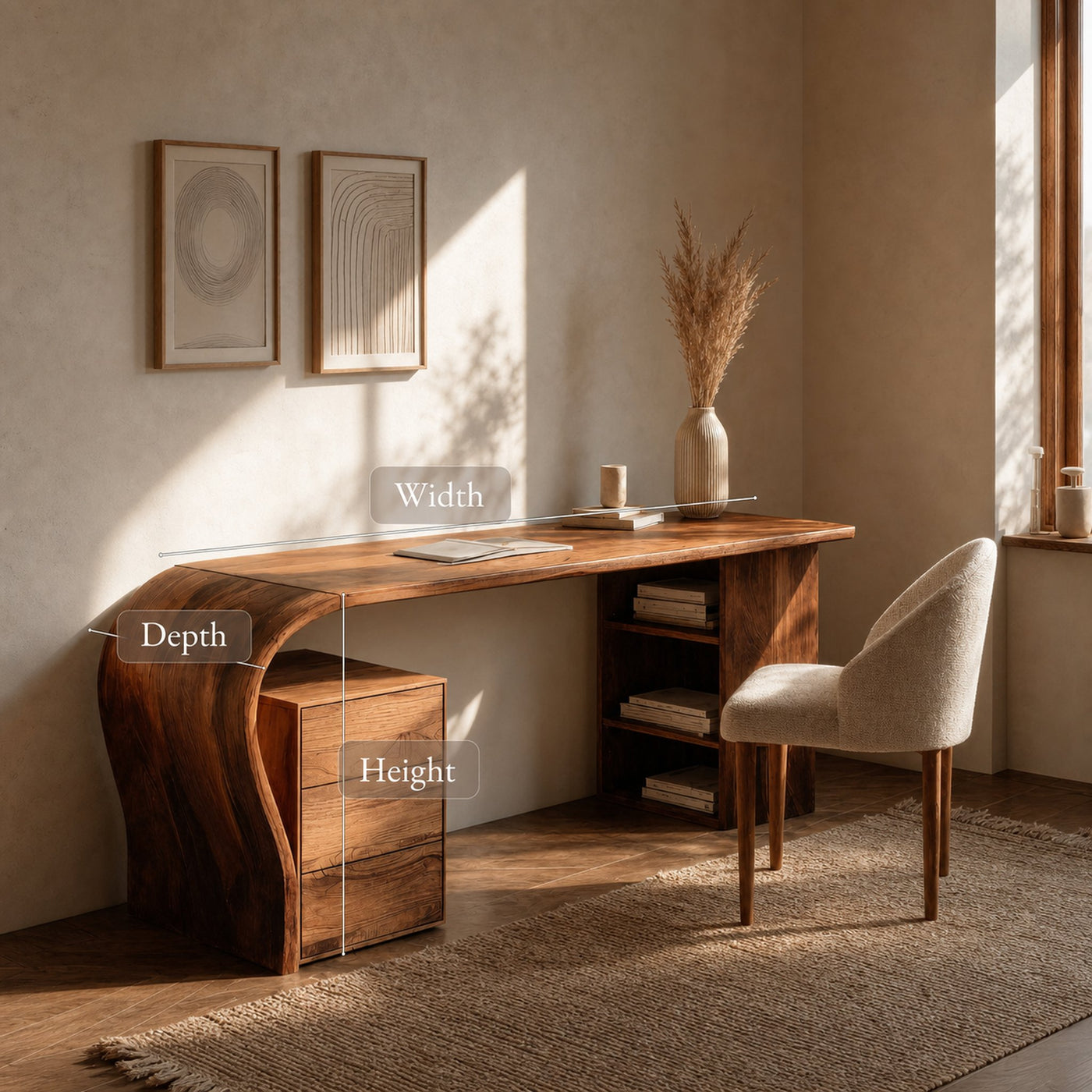 Contemporary Writing Desk With Open Shelf For Home Office - product view 7