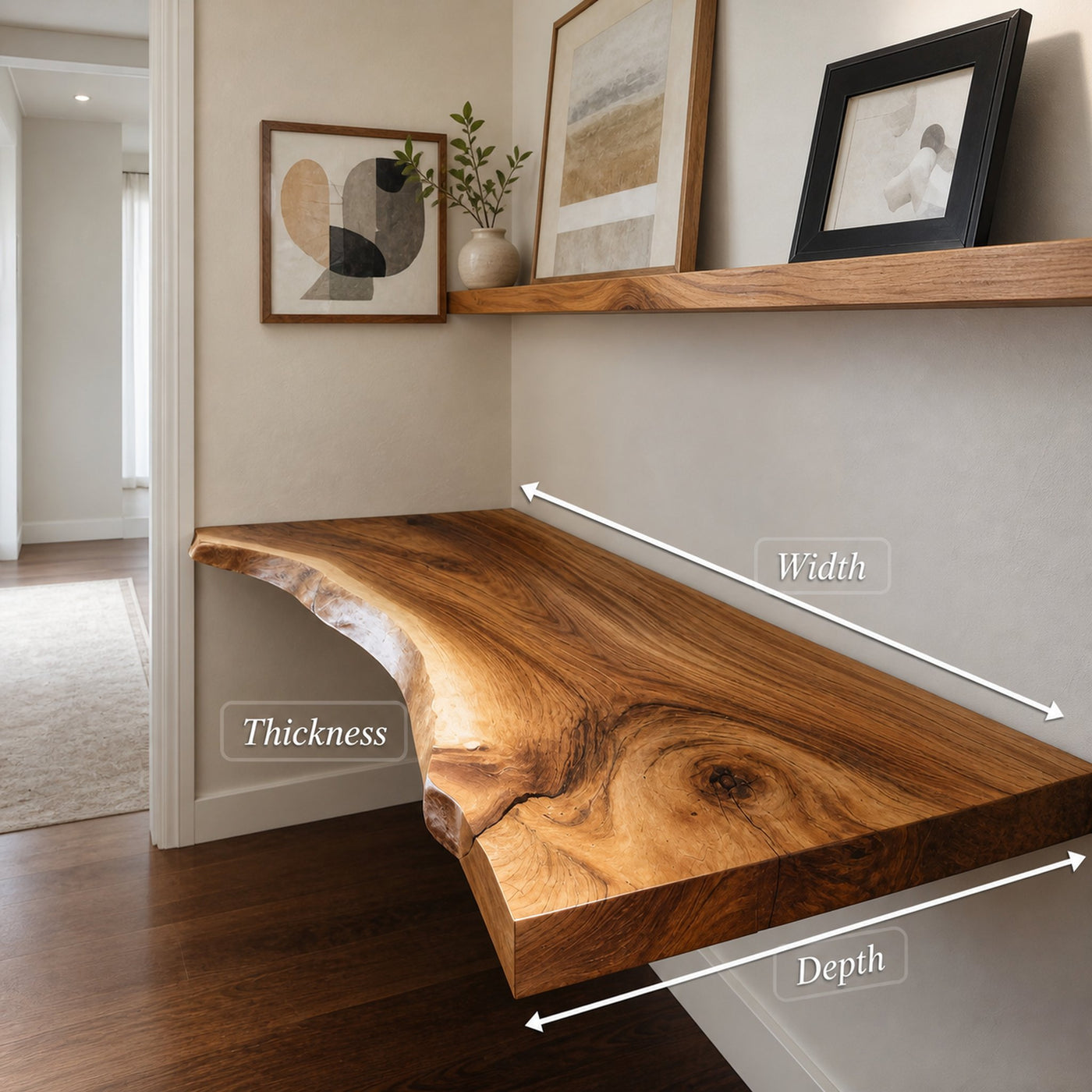 Corner Floating Live Edge Desk For Home Office - product view 8