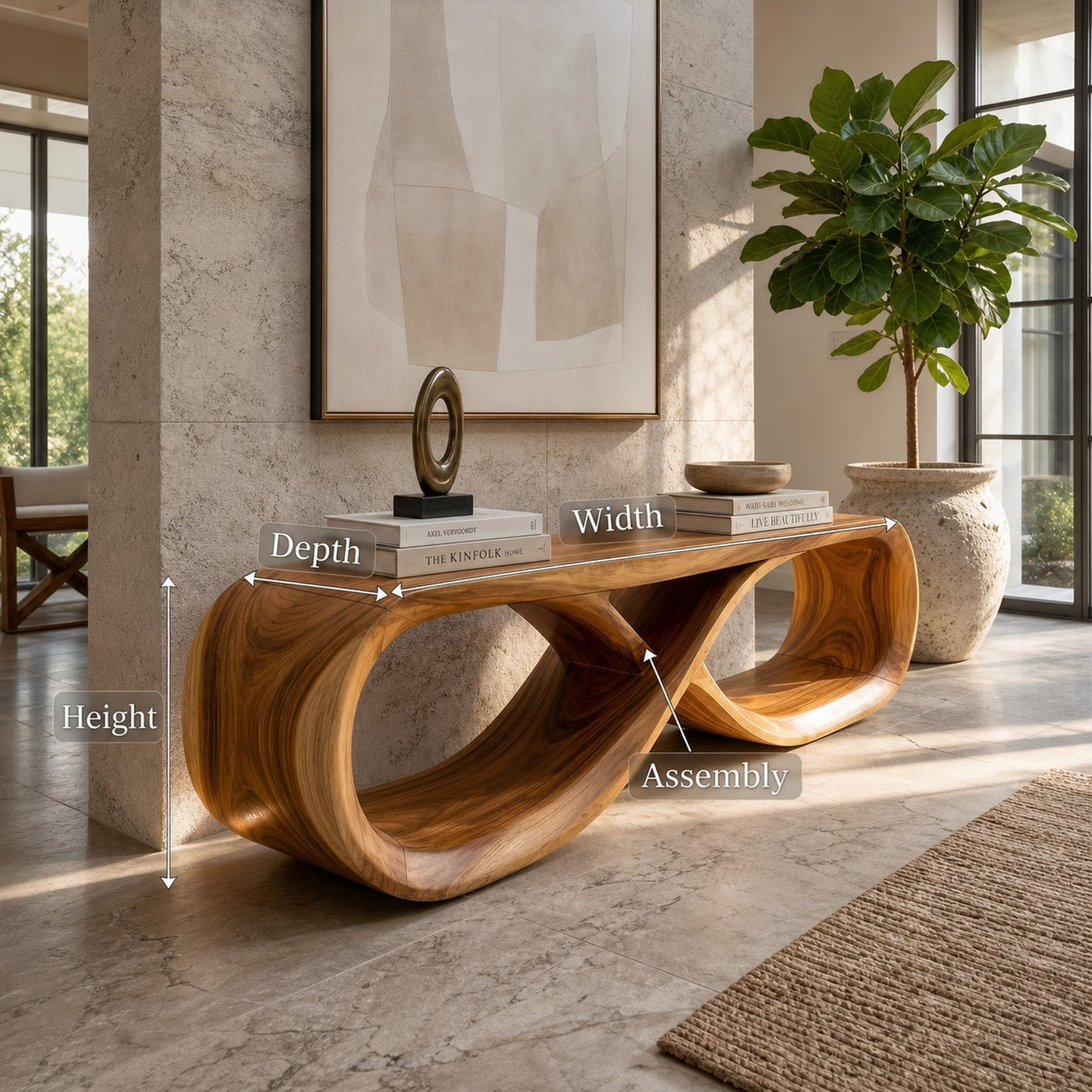 Curved Wooden Bench Contemporary Residence - product view 8