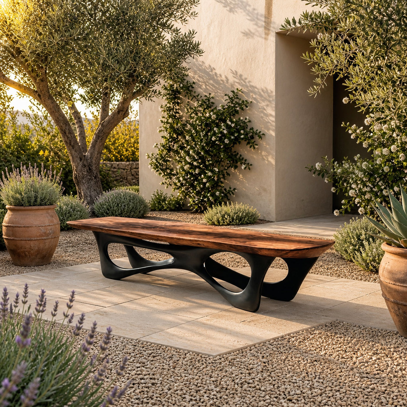 Curved Wooden Statement Bench For Modern Apartment - product view 6