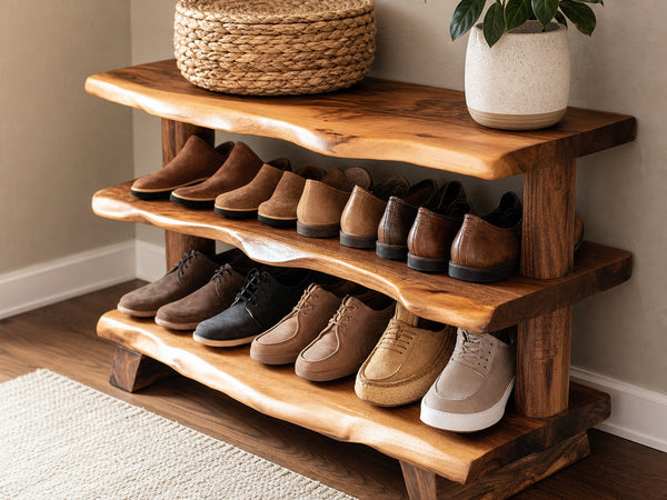 Custom Wood Bench Wood Farmhouse Shoe Rack Bench Storage