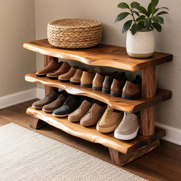 Custom Wood Bench Wood Farmhouse Shoe Rack Bench Storage