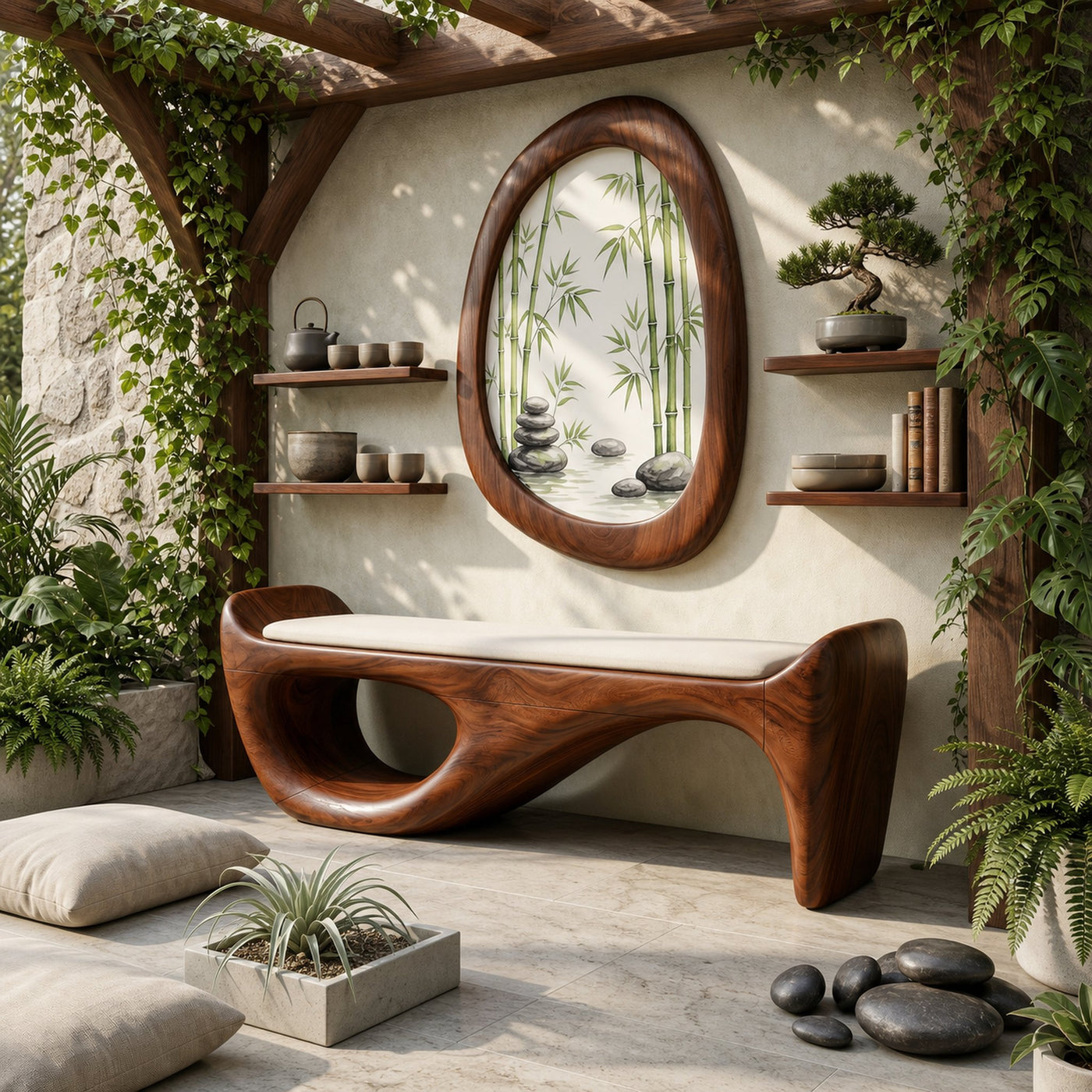 Designer Entryway Bench Organic Modern Home - product view 6