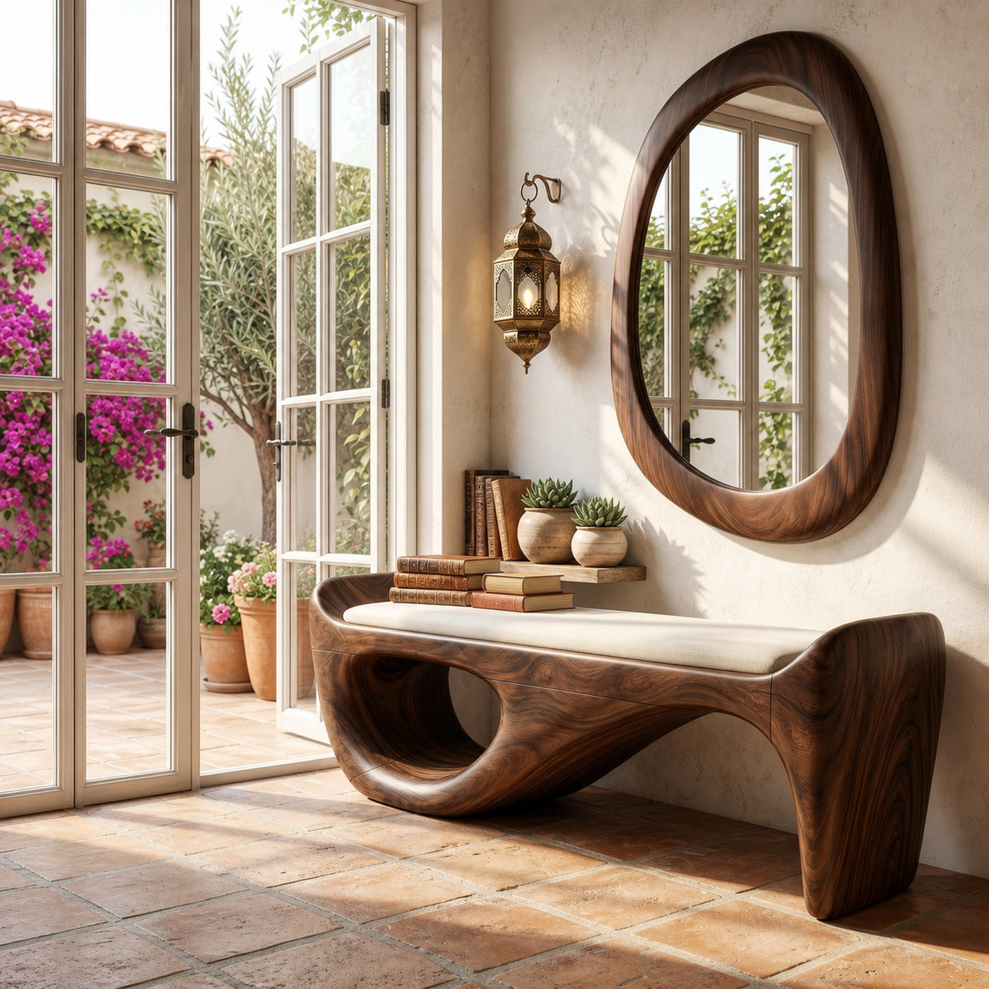 Designer Entryway Bench Organic Modern Home - product view 7