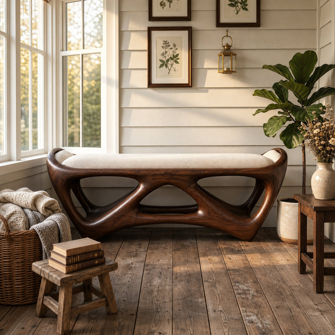Designer Wooden Bench Creative Studio - product view 7