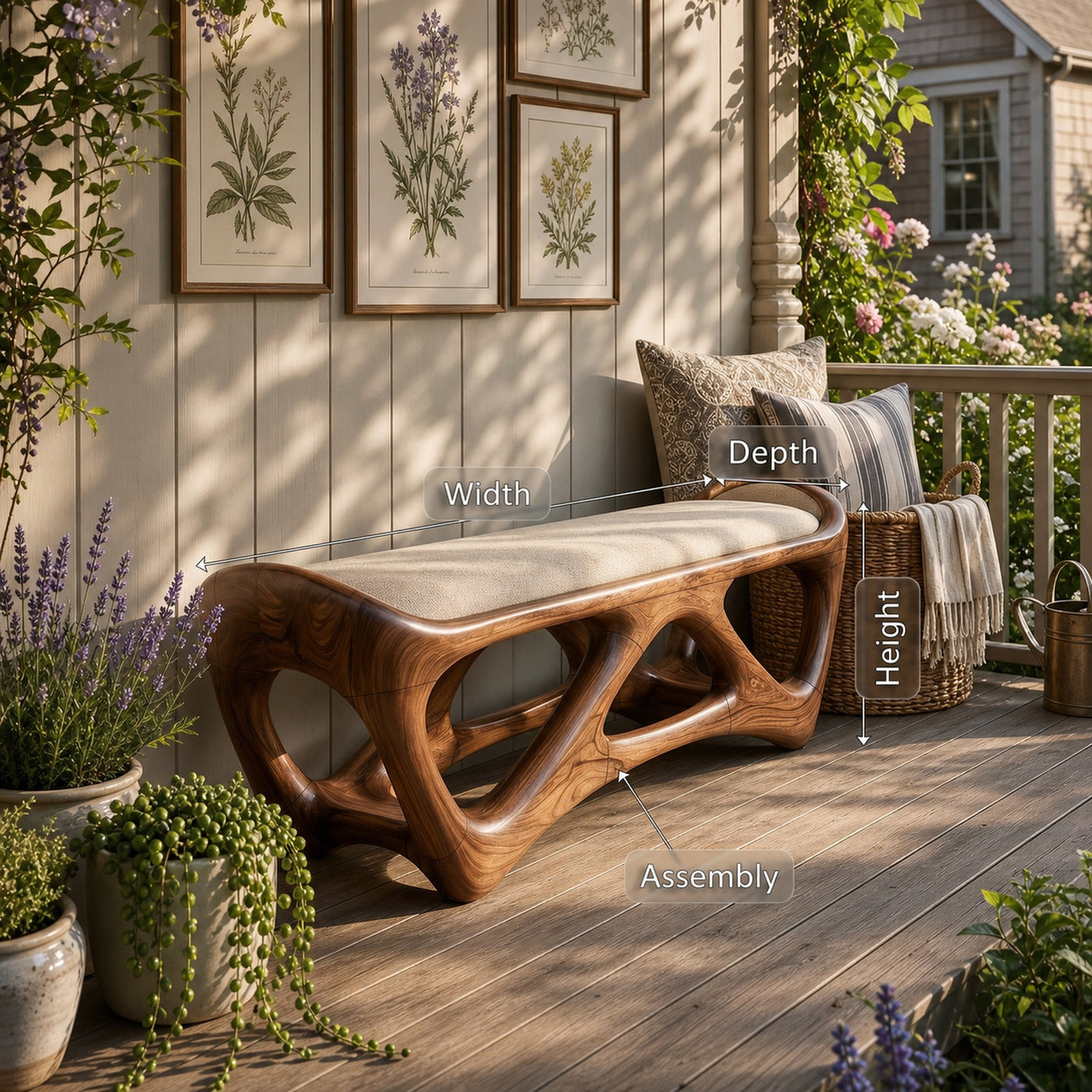 Designer Wooden Bench Creative Studio - product view 8