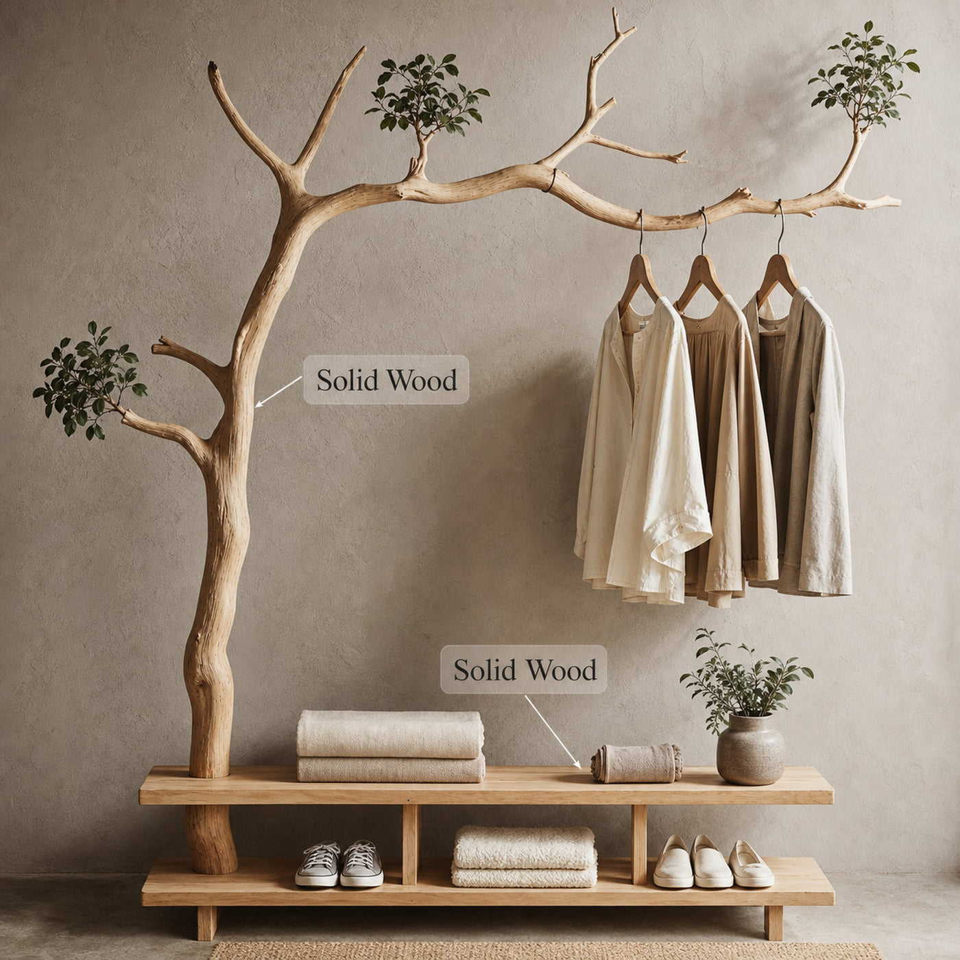 Driftwood Branch Coat Hanger Wall Mount Unique Towel Hook - product view 6