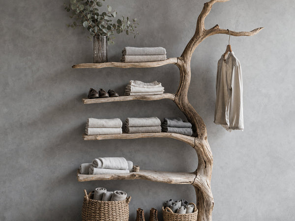 Driftwood Tree Branch Coat Rack With Shelf Shoe Storage