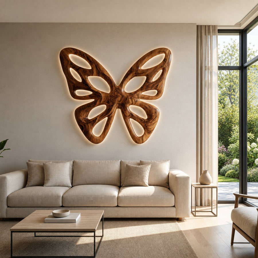 Elegant Abstract Butterfly Wooden Wall Art For Living Room Accent