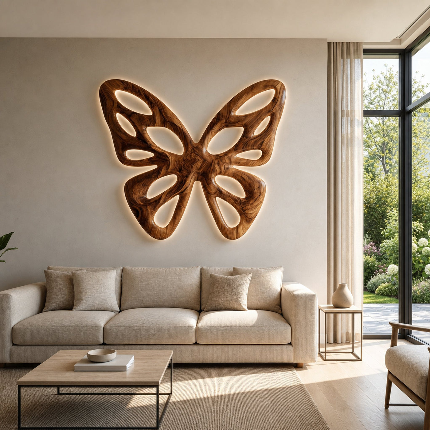 Elegant Abstract Butterfly Wooden Wall Art For Living Room Accent