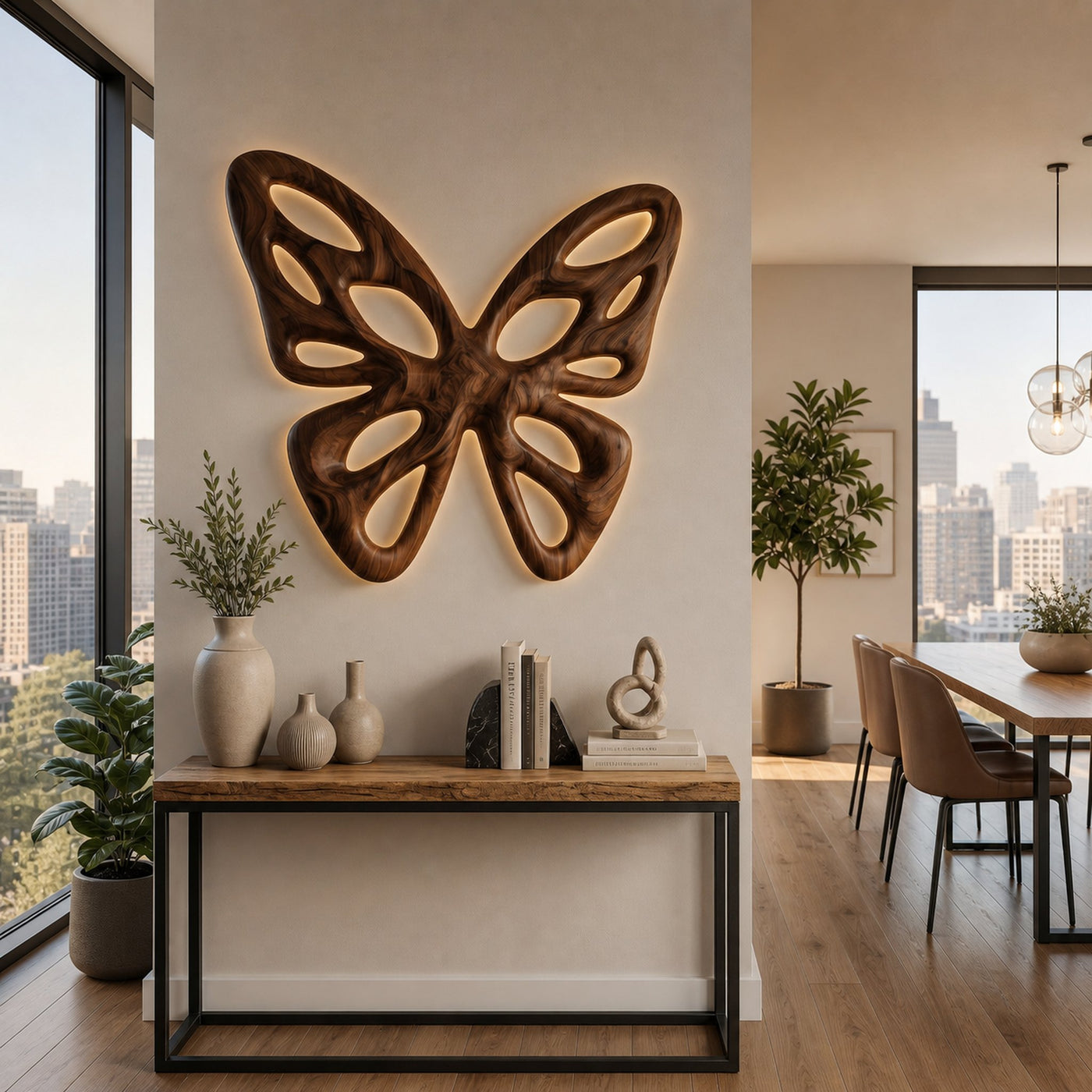 Elegant Abstract Butterfly Wooden Wall Art For Living Room Accent - product view 7