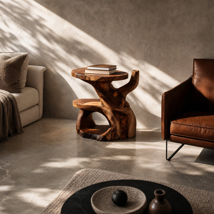 Elegant Side Table With Shelf Layered For Living Room