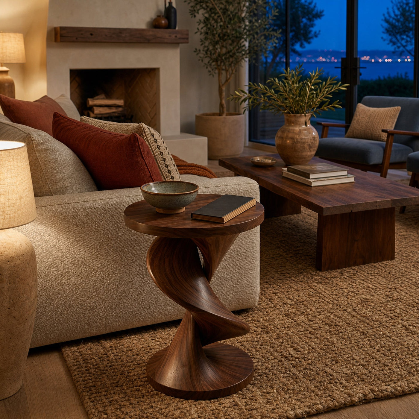 Elegant Side Table With Softly Curved Base For Living Room - product view 7