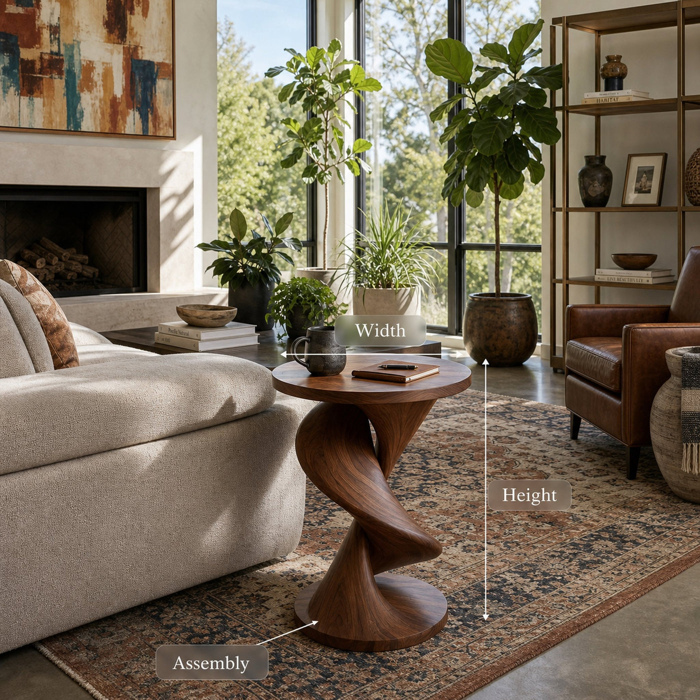 Elegant Side Table With Softly Curved Base For Living Room - product view 8
