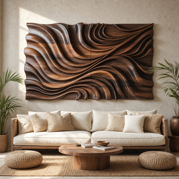 Elegant Wave Inspired Wall Sculpture for Modern Living Room