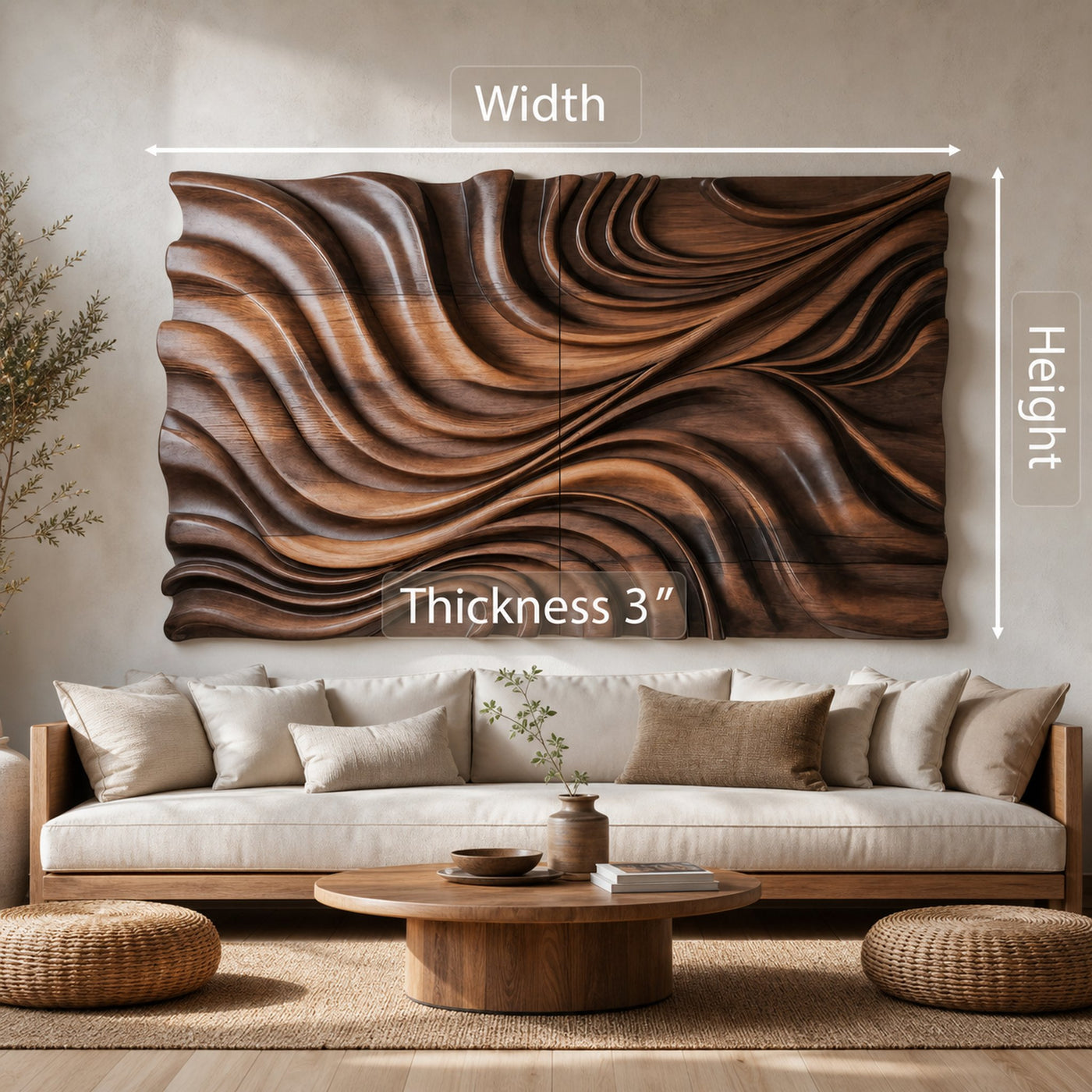Elegant Wave Inspired Wall Sculpture for Modern Living Room - product view 8