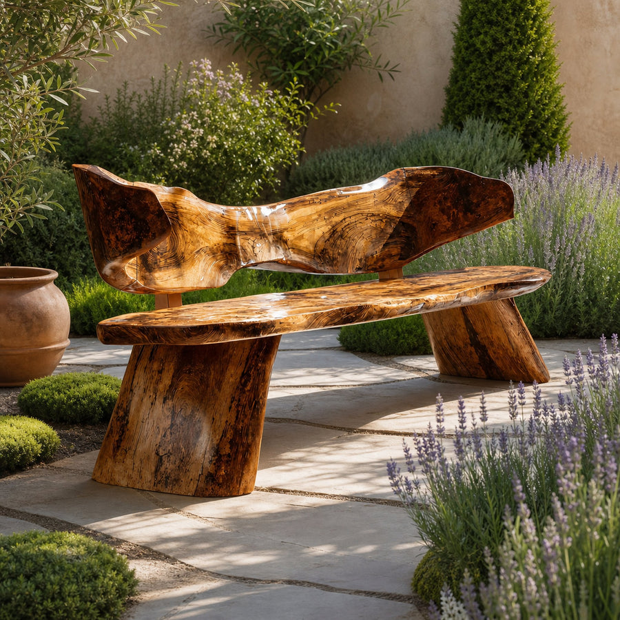 Farmhouse Ergonomic Wood Bench For Backyard Retreat
