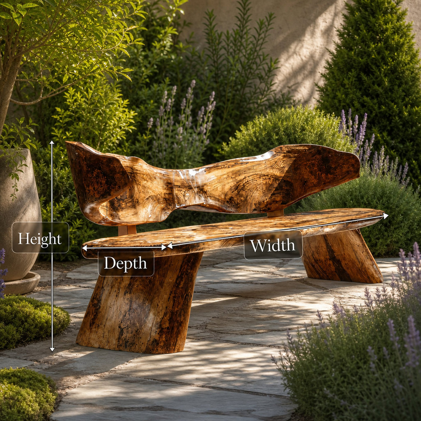 Farmhouse Ergonomic Wood Bench For Backyard Retreat - product view 7